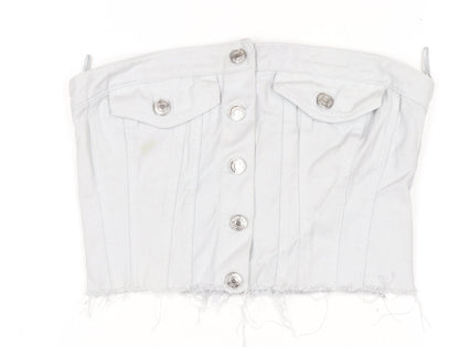 Womens UK Size XS Zara White Cropped Blouse