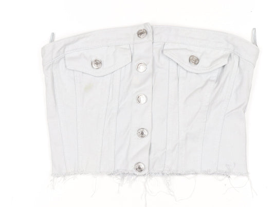 Womens UK Size XS Zara White Cropped Blouse