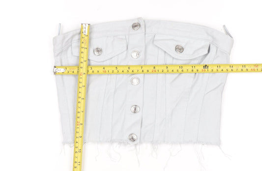 Womens UK Size XS Zara White Cropped Blouse