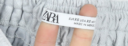 Womens UK Size XS Zara White Cropped Blouse