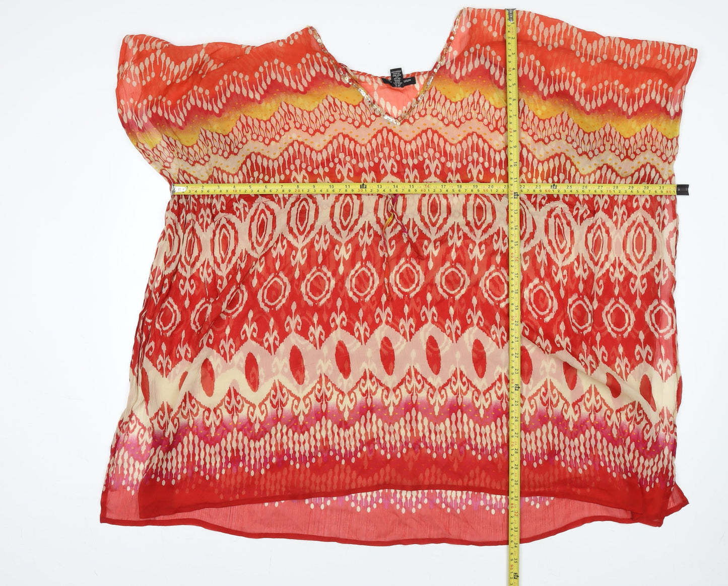 Womens UK Size L Club Z Collection Red Tunic Blouse