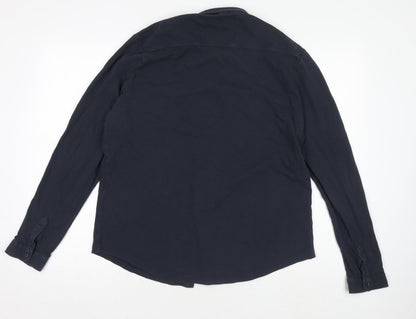 IDRIS Men Navy Blue 2XL Classic Long Sleeve Button-Up Shirt