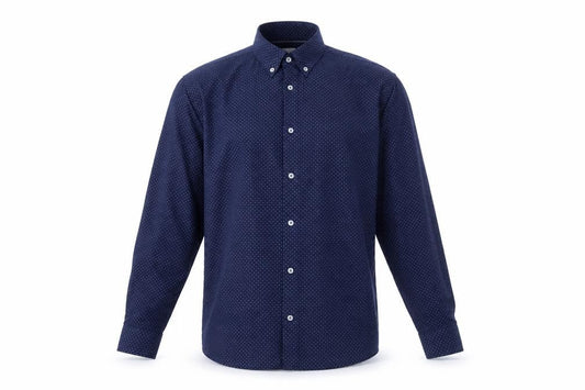 Burton Menswear London Men's Blue Geometric Button-Down Long Sleeve Cotton Shirt XL
