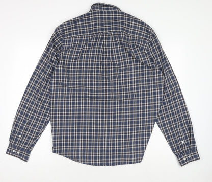 Next Signature Men's Blue Check Flannel Button-Down Shirt L 42-44"