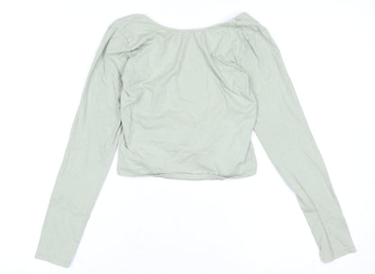 Womens UK Size S Motel Green Cropped T-Shirt
