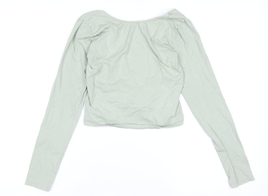 Womens UK Size S Motel Green Cropped T-Shirt