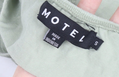Womens UK Size S Motel Green Cropped T-Shirt