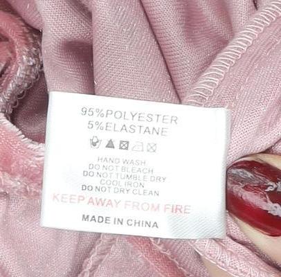 PrettyLittleThing Women’s Pink Velvet Puff Sleeve Bodycon Dress Size 14