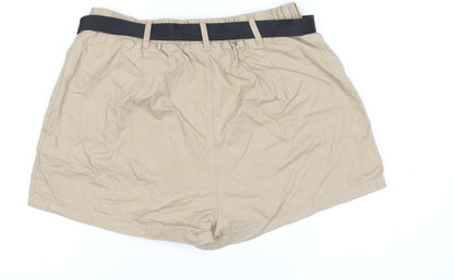 Primark Womens Beige Cargo Shorts Size 12 with Belted Design