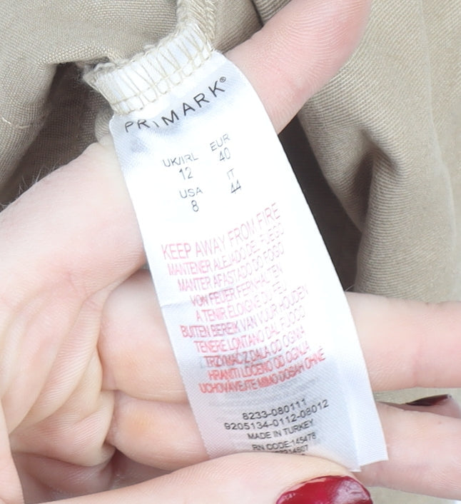 Primark Womens Beige Cargo Shorts Size 12 with Belted Design