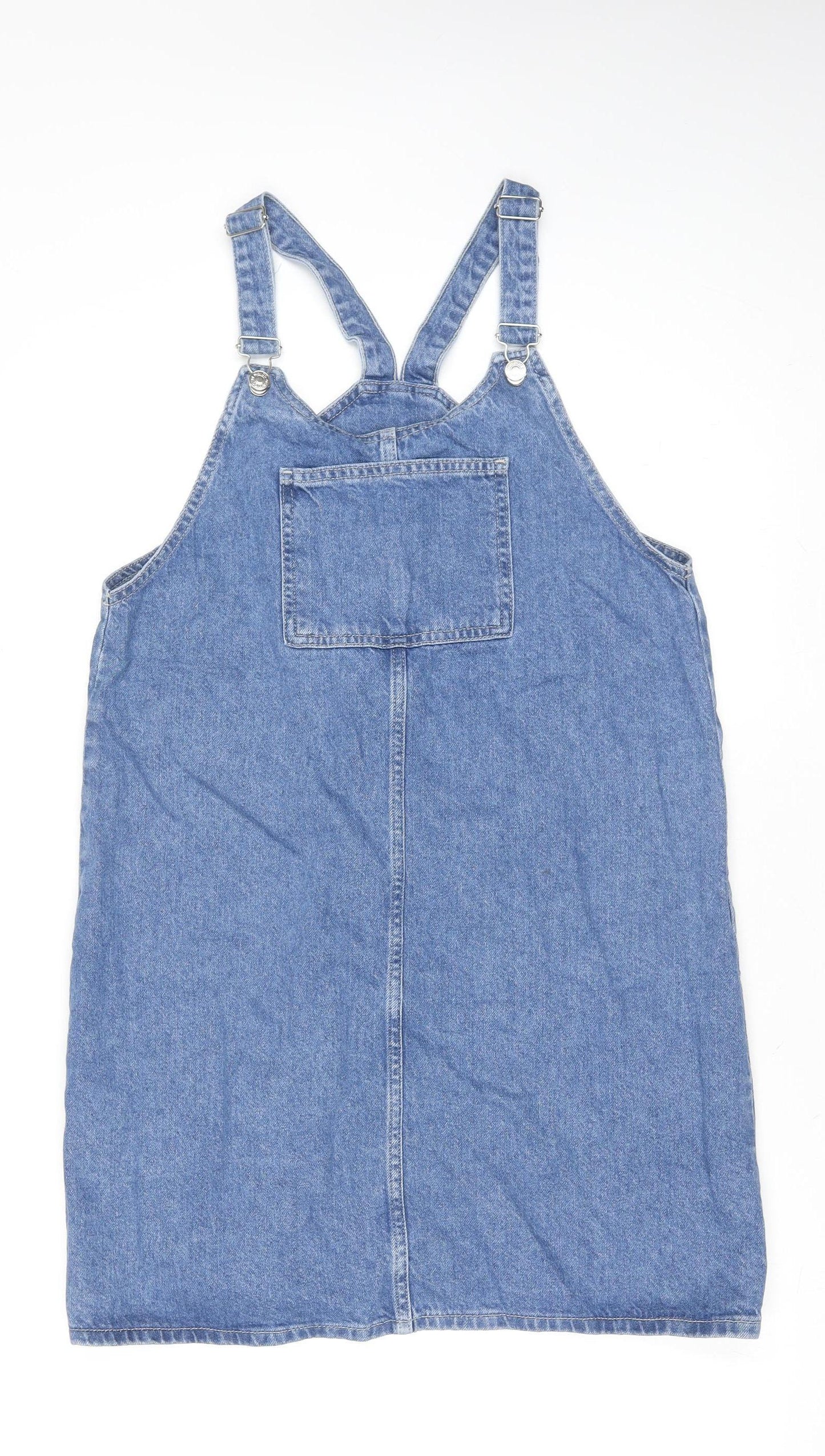 Denim Co. Women Blue Cotton Pinafore Dress Size 14