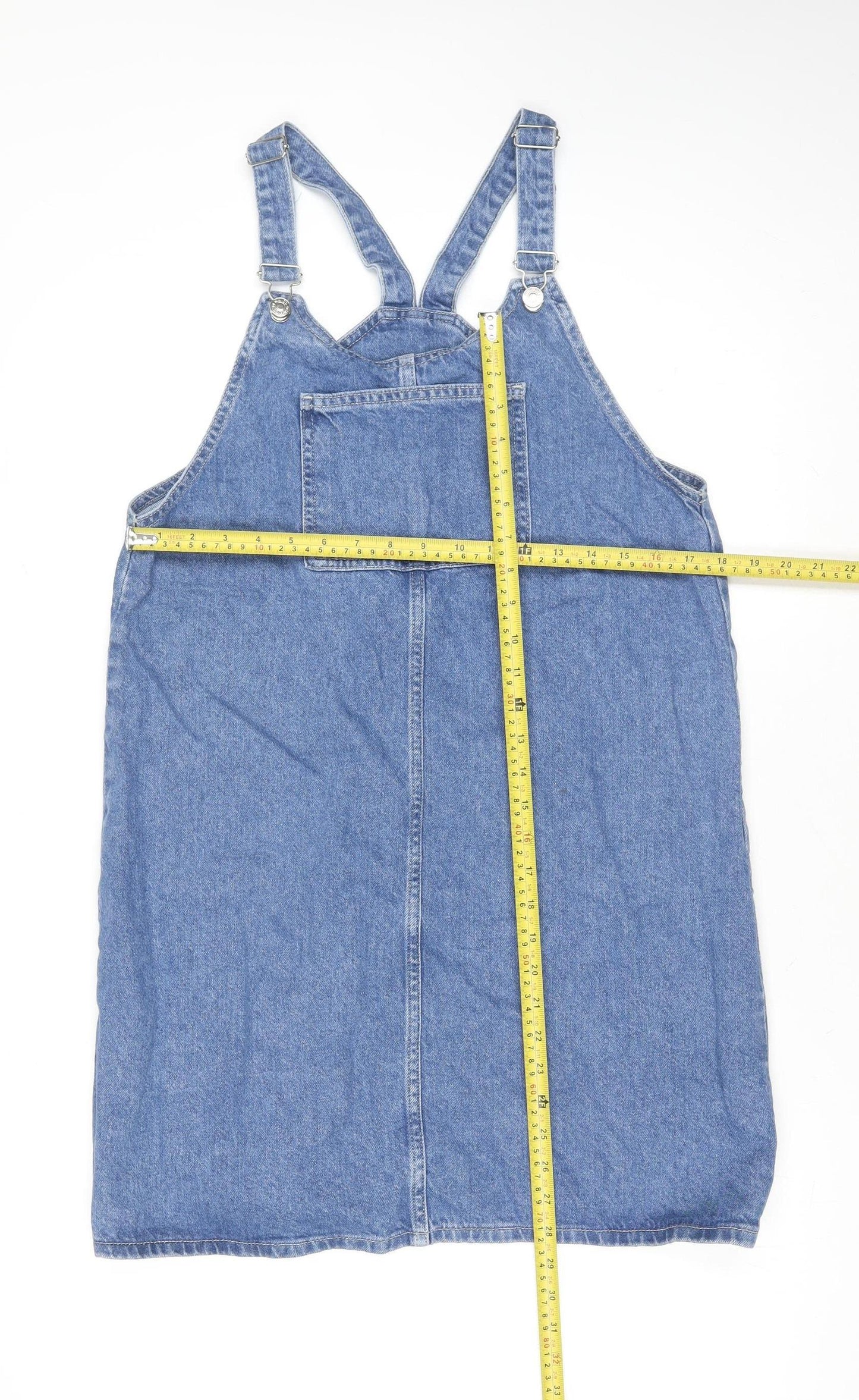 Denim Co. Women Blue Cotton Pinafore Dress Size 14