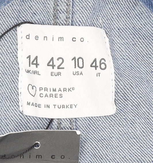 Denim Co. Women Blue Cotton Pinafore Dress Size 14