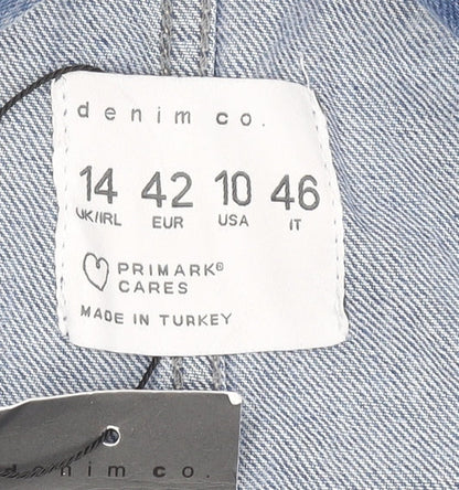 Denim Co. Women Blue Cotton Pinafore Dress Size 14
