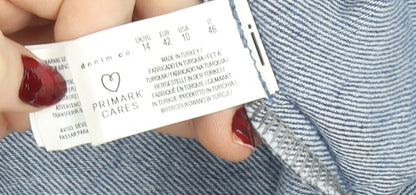 Denim Co. Women Blue Cotton Pinafore Dress Size 14