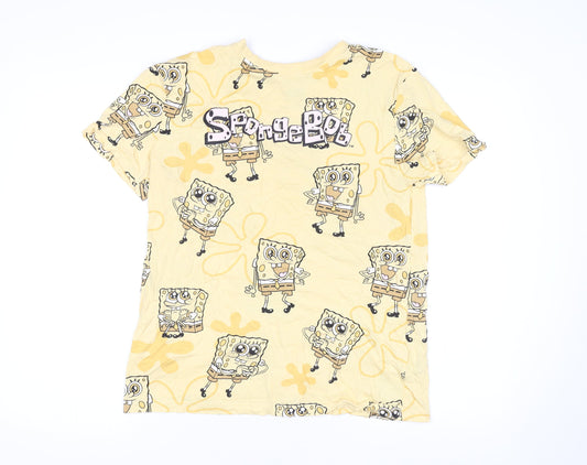 Primark Womens Yellow SpongeBob Cartoon T-Shirt Size 2XS
