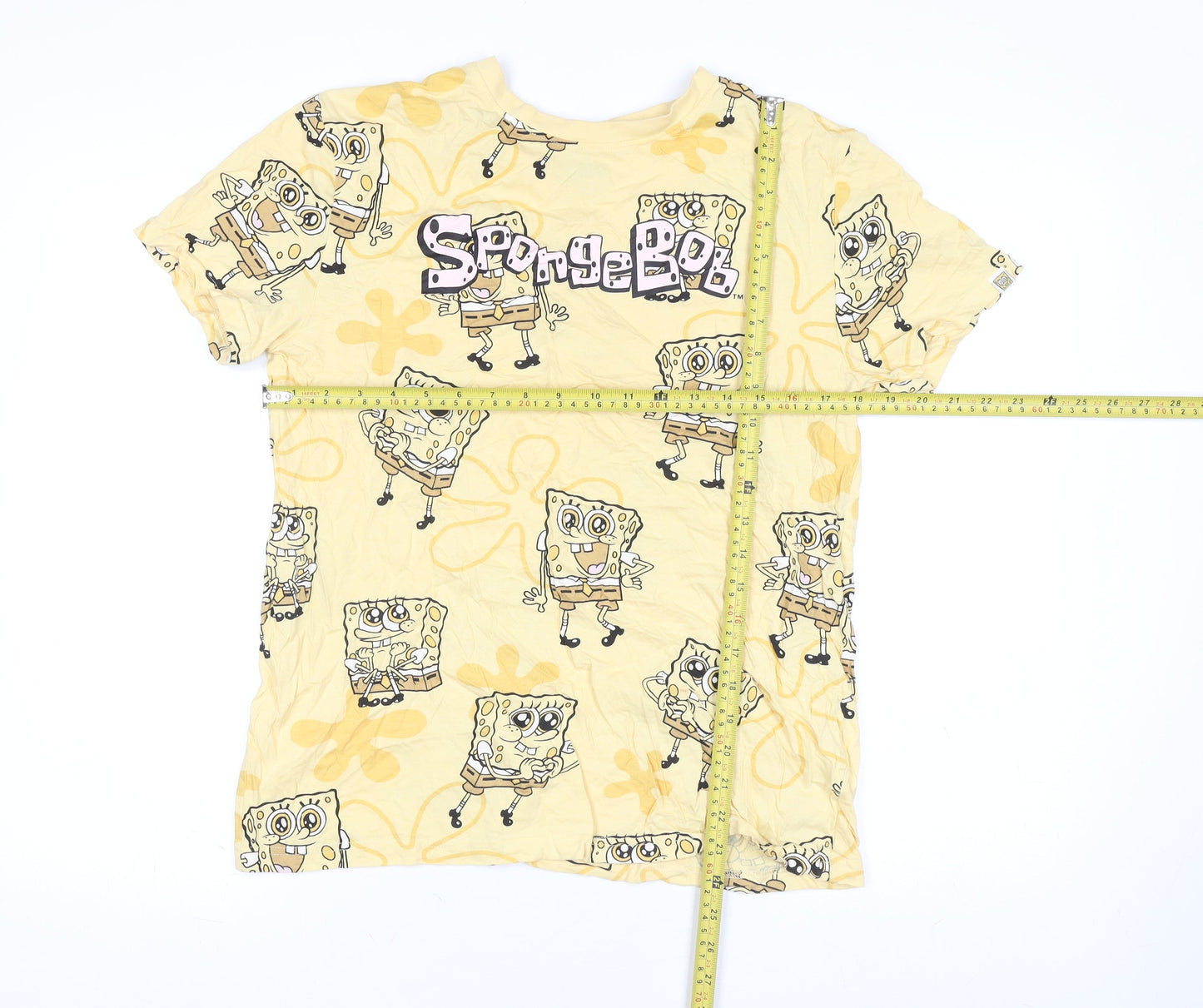 Primark Womens Yellow SpongeBob Cartoon T-Shirt Size 2XS