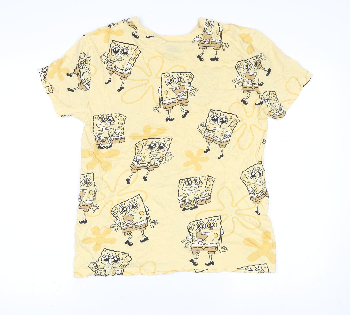 Primark Womens Yellow SpongeBob Cartoon T-Shirt Size 2XS
