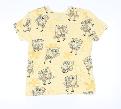 Primark Womens Yellow SpongeBob Cartoon T-Shirt Size 2XS