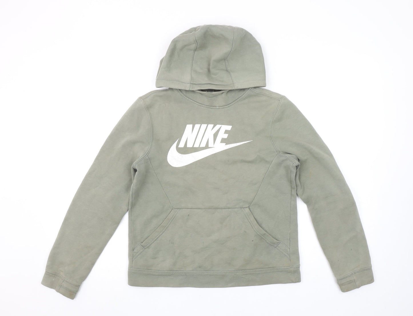 Nike Women’s Green Pullover Hoodie M Cotton Blend Logo Sweatshirt