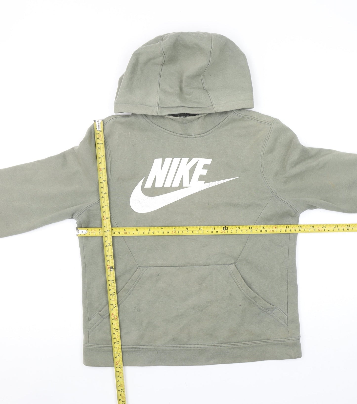Nike Women’s Green Pullover Hoodie M Cotton Blend Logo Sweatshirt