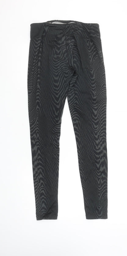 Nike Women Black Geometric Print Running Leggings Size S