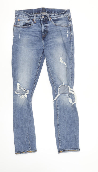 GAP Women's Blue Distressed Skinny Jeans Size 12 Regular Fit