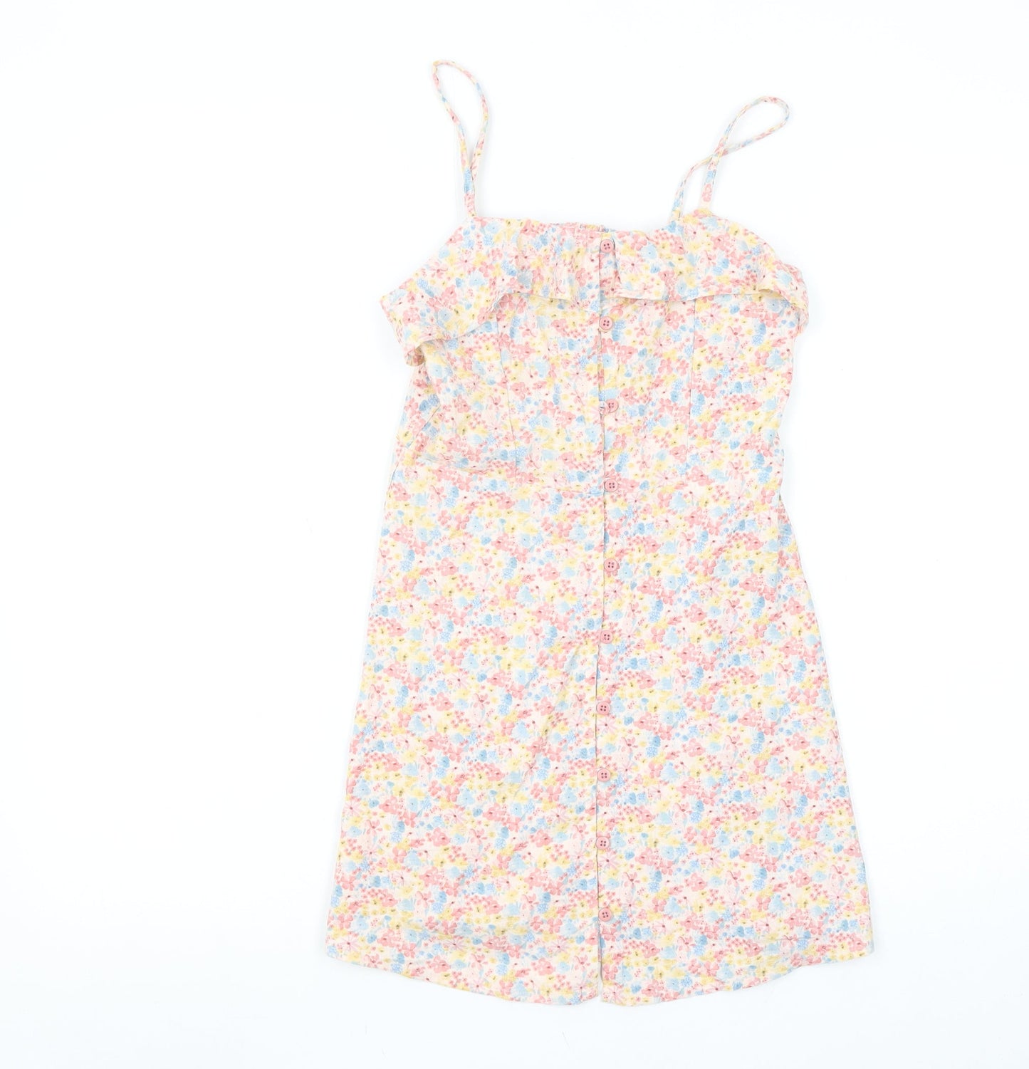 Primark Girls Multicoloured Floral Cotton A-Line Knee Length Summer Dress 8-9 Years