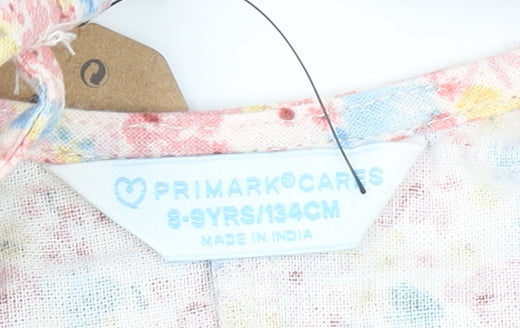 Primark Girls Multicoloured Floral Cotton A-Line Knee Length Summer Dress 8-9 Years