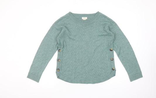 Fat Face Women’s Green Knit Side Button Jumper UK 8