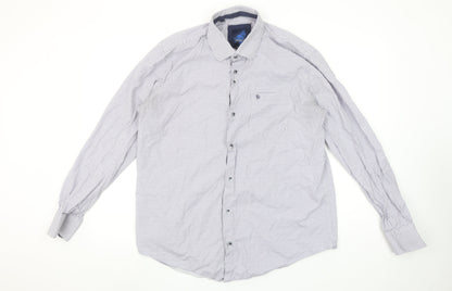 Benetti Luxury Men's Blue Modern Fit Long Sleeve Button-Up Shirt L