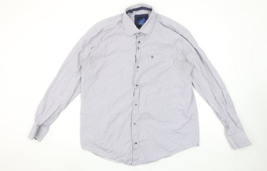 Benetti Luxury Men's Blue Modern Fit Long Sleeve Button-Up Shirt L