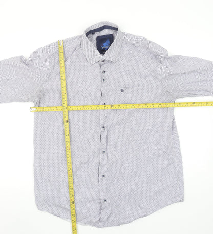 Benetti Luxury Men's Blue Modern Fit Long Sleeve Button-Up Shirt L