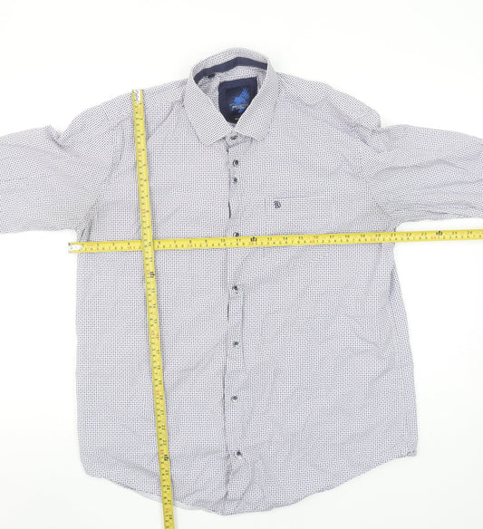 Benetti Luxury Men's Blue Modern Fit Long Sleeve Button-Up Shirt L