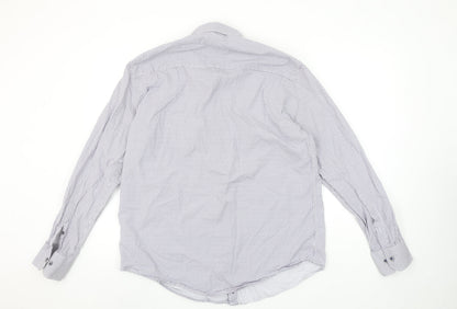 Benetti Luxury Men's Blue Modern Fit Long Sleeve Button-Up Shirt L