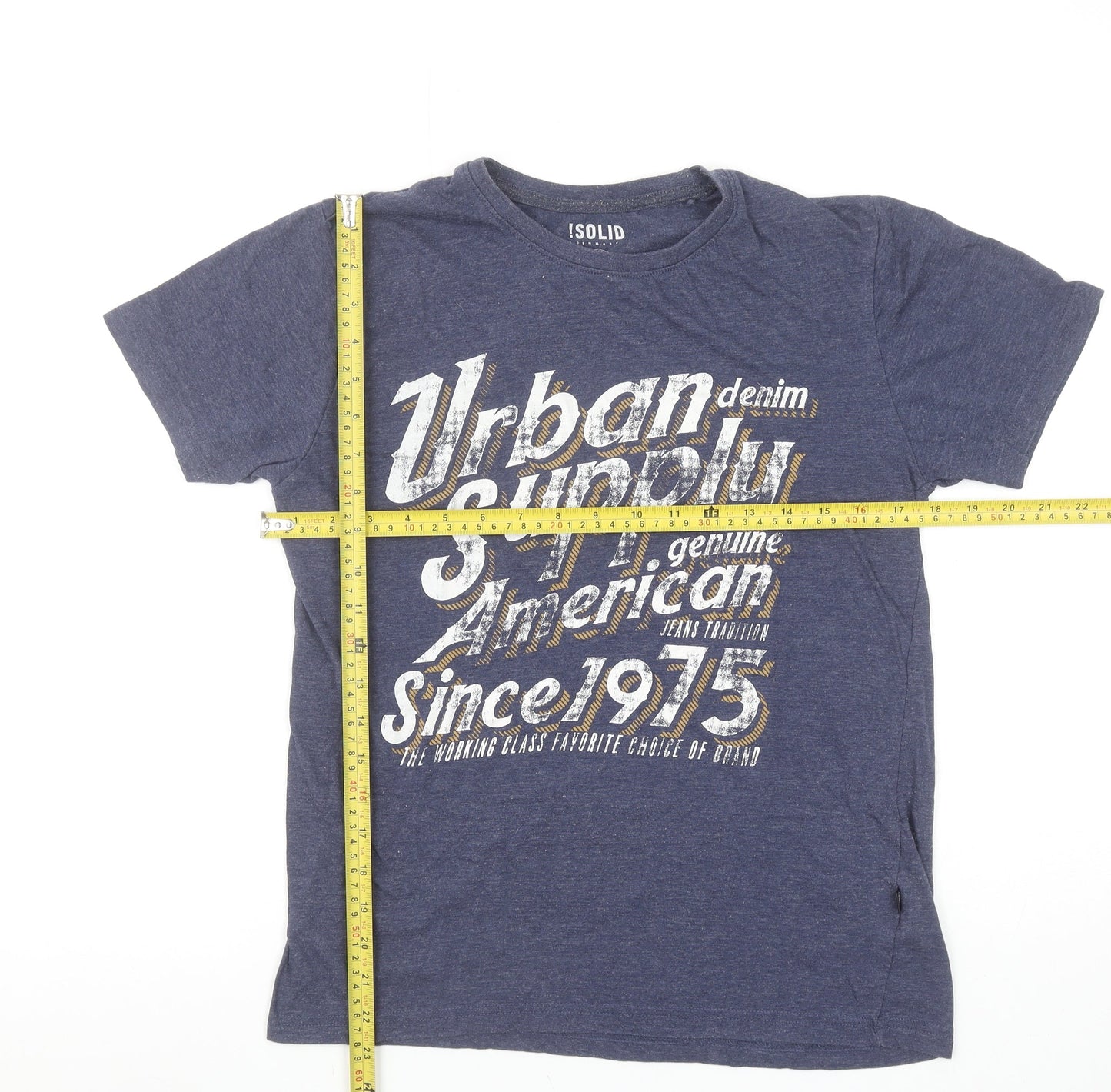Unisex Adults UK Size M !Solid Blue Basic T-Shirt