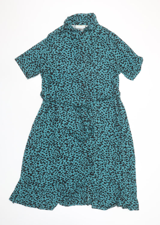 JoJo Maman Bébé Women’s Blue Animal Print Shirt Dress L