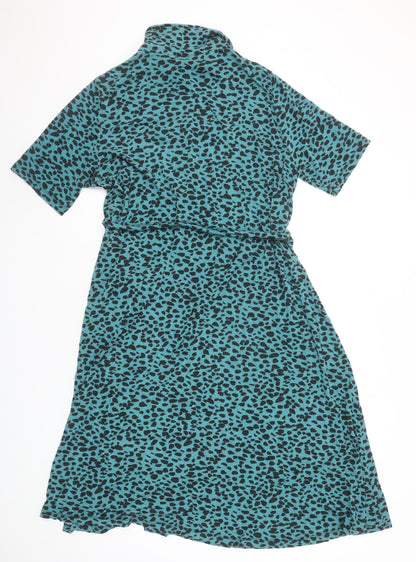 JoJo Maman Bébé Women’s Blue Animal Print Shirt Dress L