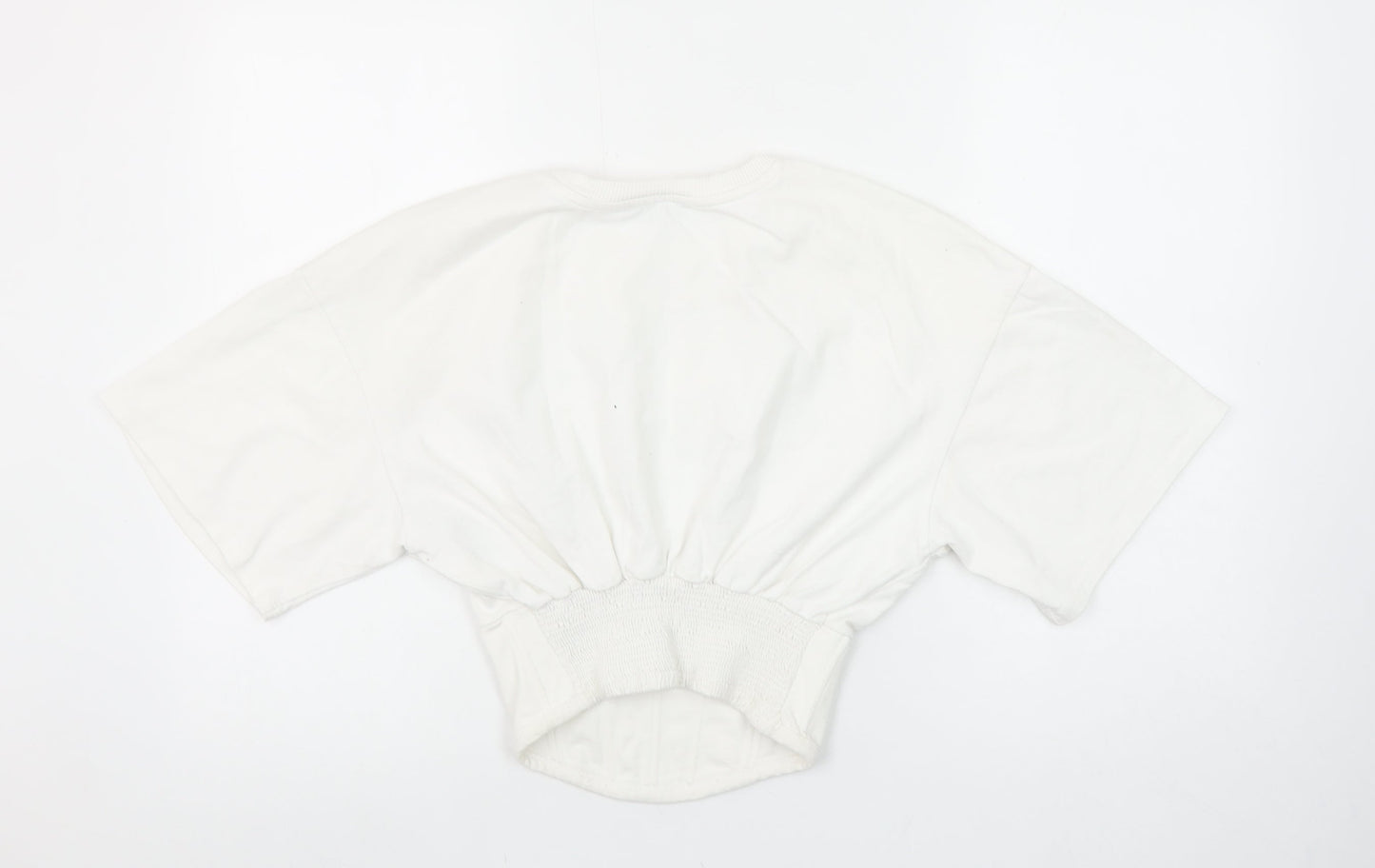 Bershka Womens White Cropped Baltimore Short Sleeve T-Shirt Size S