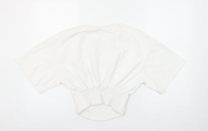 Bershka Womens White Cropped Baltimore Short Sleeve T-Shirt Size S