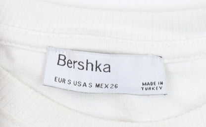 Bershka Womens White Cropped Baltimore Short Sleeve T-Shirt Size S