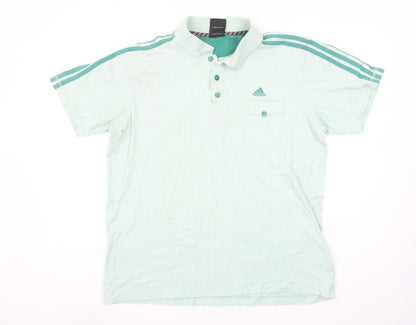 Adidas Men's Mint Green Short Sleeve Polo Shirt Size L Cotton Casual