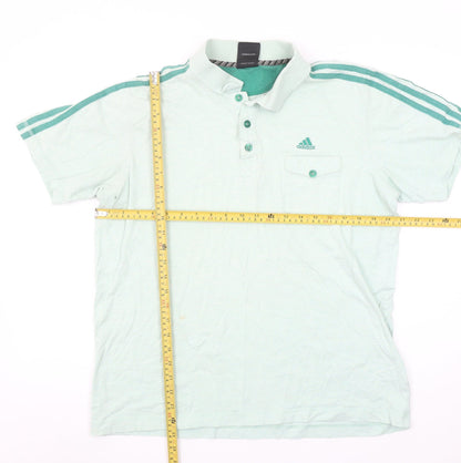 Adidas Men's Mint Green Short Sleeve Polo Shirt Size L Cotton Casual