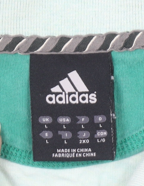 Adidas Men's Mint Green Short Sleeve Polo Shirt Size L Cotton Casual