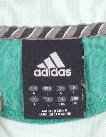 Adidas Men's Mint Green Short Sleeve Polo Shirt Size L Cotton Casual