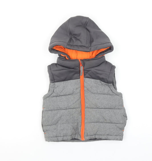 Kiki & Koko Unisex Baby Grey Hooded Puffer Waistcoat 18-24 Months
