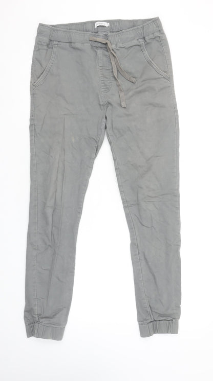 H. Brothers Men's Grey Jogger Trousers Size 32 Regular Fit Cotton Blend