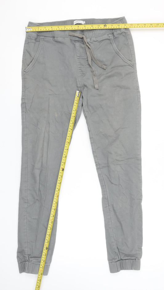 H. Brothers Men's Grey Jogger Trousers Size 32 Regular Fit Cotton Blend
