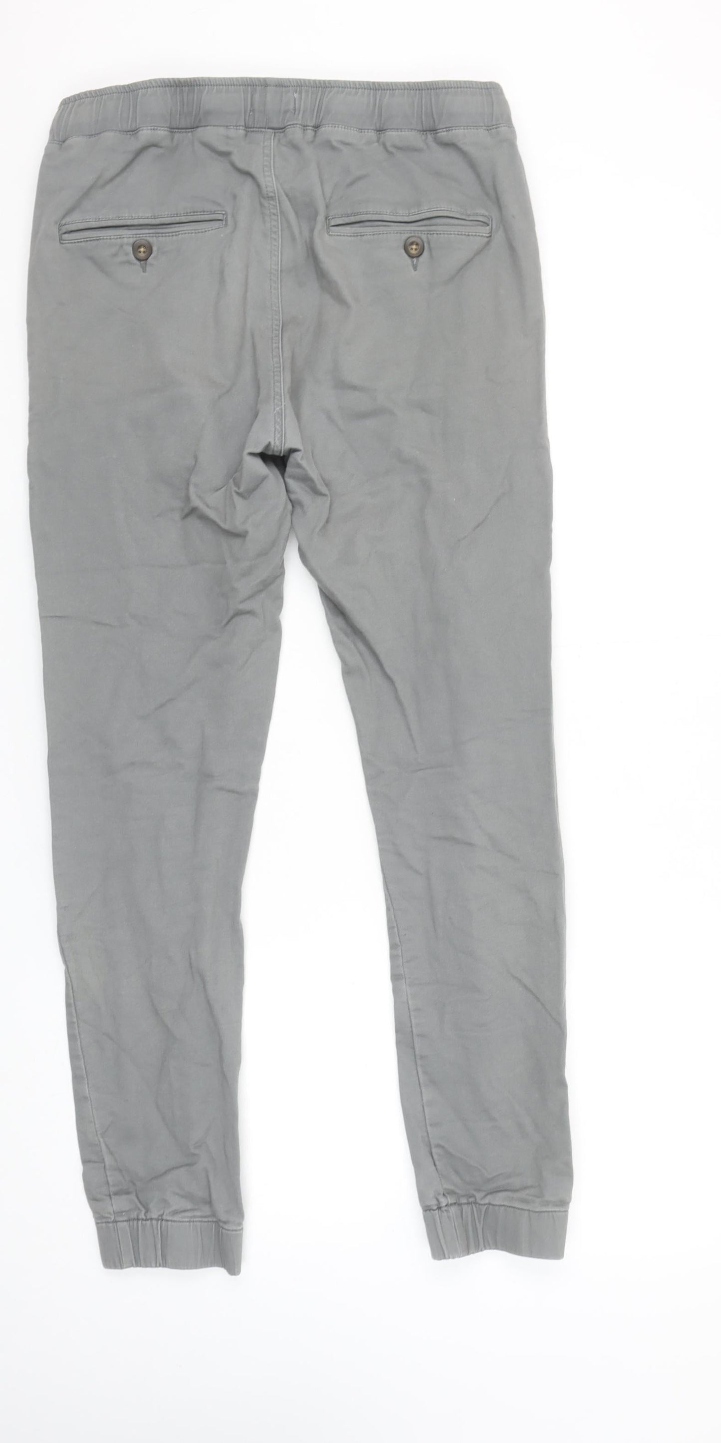 H. Brothers Men's Grey Jogger Trousers Size 32 Regular Fit Cotton Blend
