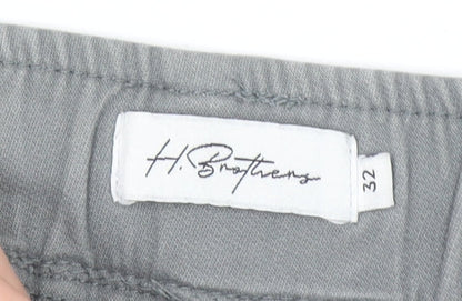 H. Brothers Men's Grey Jogger Trousers Size 32 Regular Fit Cotton Blend